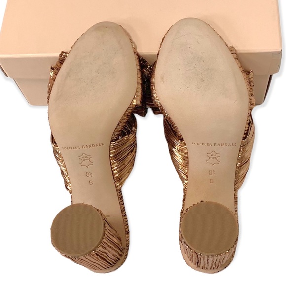 Loeffler Randall Penny Knot Rose Gold Crinkle Lame' Mule Sandal Slide Open Toe - Picture 8 of 16